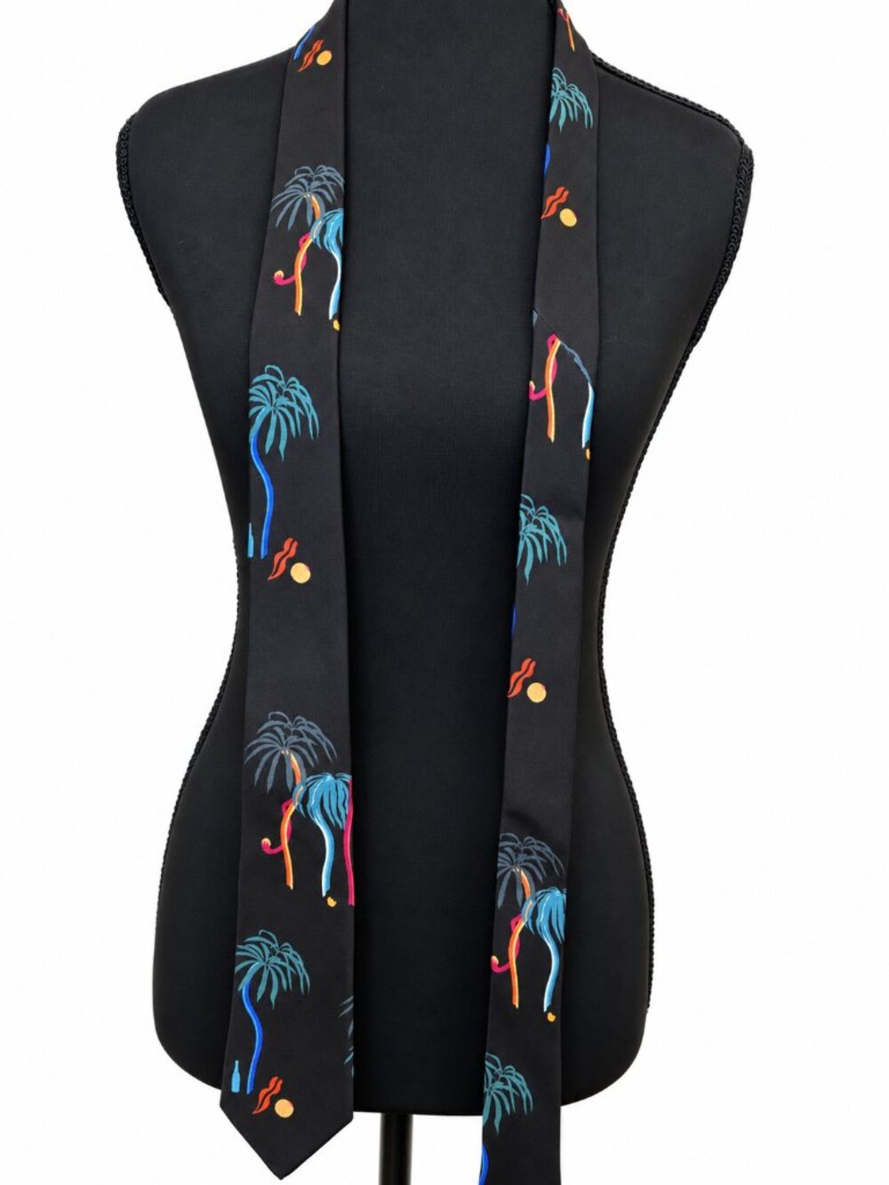 NWT Paul Smith Men’s Black Palm Tree Print Narrow Tie 6cm Made Italy $125